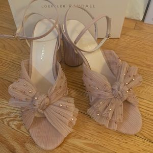 Loeffler Randall Camellia Bow Heels in Pink Rhinestone